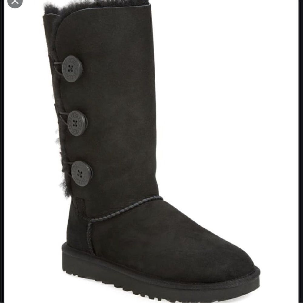 UGG Triple Botton Black Boots Women Size 8
